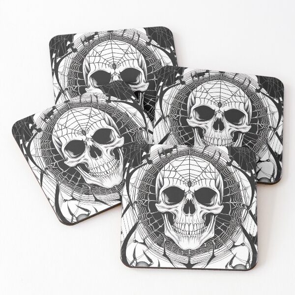 Item preview, Gothic Spider Web Skull Engraving Art designed and sold by DarkOriginArts.