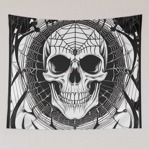 Item preview, Gothic Spider Web Skull Engraving Art designed and sold by DarkOriginArts.