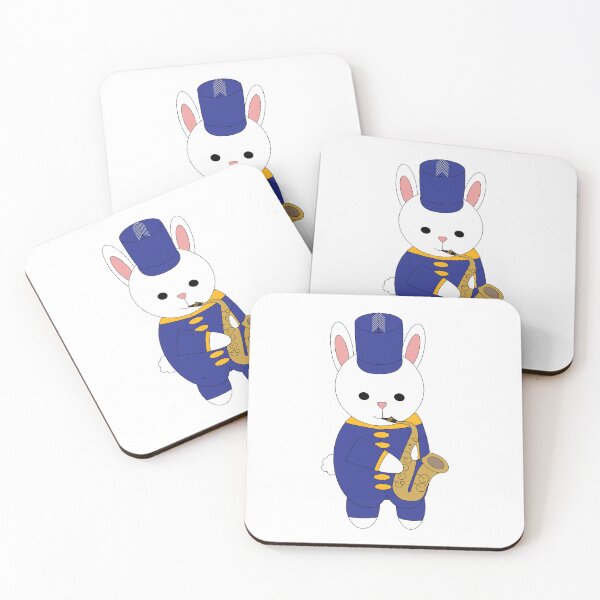 Item preview, Cute Bunny Marching Band Saxophone Player in Blue designed and sold by ValeriesGallery.