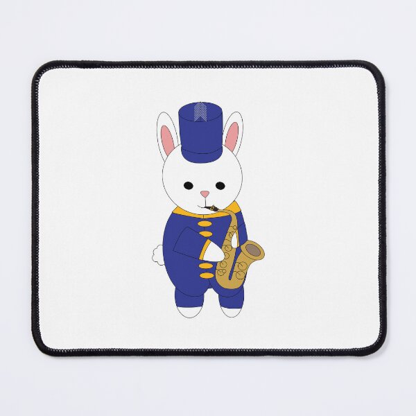 Item preview, Cute Bunny Marching Band Saxophone Player in Blue designed and sold by ValeriesGallery.