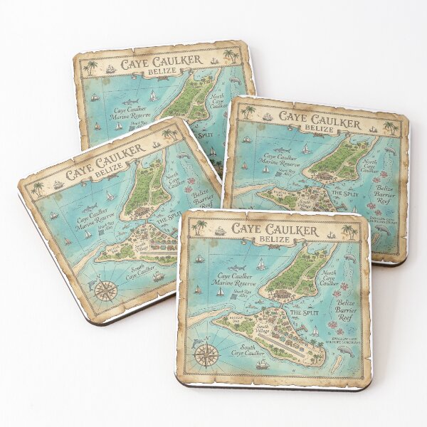 Item preview, Caye Caulker Map Vintage Nautical Treasure Art designed and sold by DuckOddity.