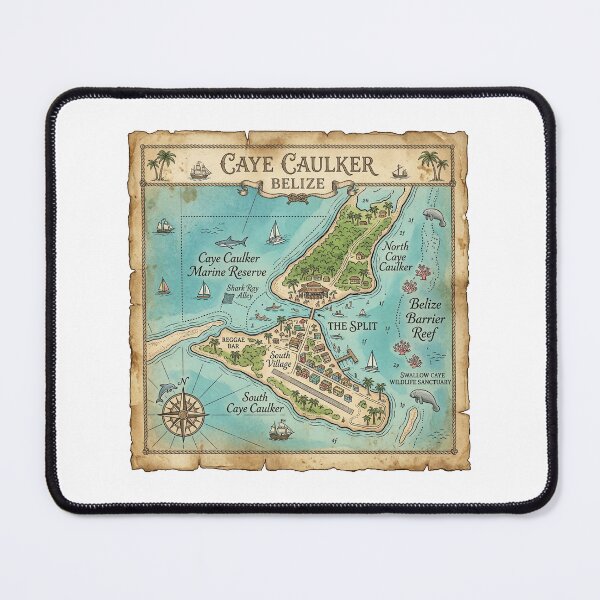 Item preview, Caye Caulker Map Vintage Nautical Treasure Art designed and sold by DuckOddity.