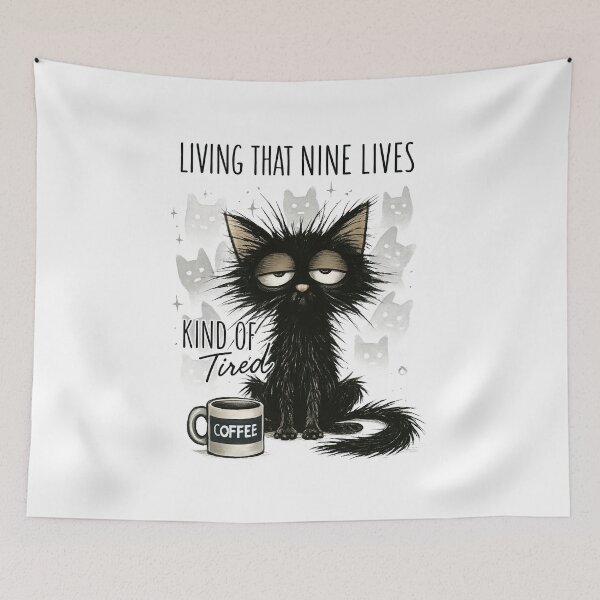 Item preview, Living That Nine Lives Kind of Tired Coffee designed and sold by MalwasBasket.