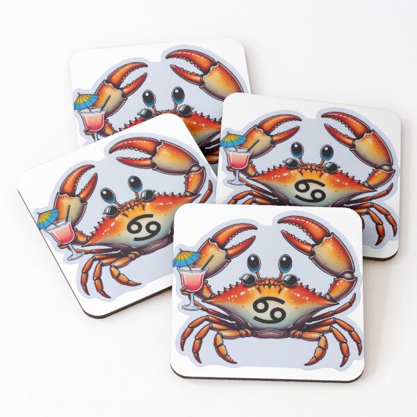 Item preview, Cancer Zodiac Crab Cocktail Funny Cute Sticker designed and sold by Zodiac Celestial Art.