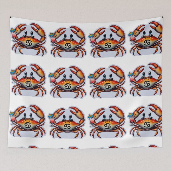 Item preview, Cancer Zodiac Crab Cocktail Funny Cute Sticker designed and sold by Zodiac Celestial Art.