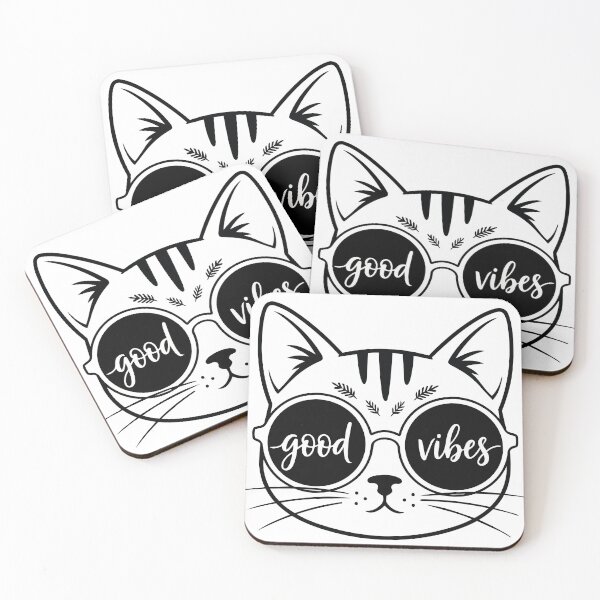 Item preview, Gözlüklü Havalı Kedi Good Vibes Sticker - Sevimli Kedicik Çizgi Sanatı designed and sold by BestChoiceService.