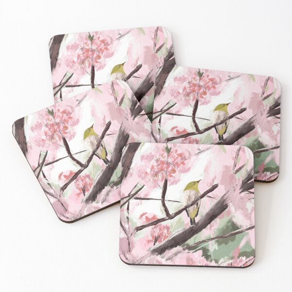 Item preview, Abstact spring pink flower and bird nature designed and sold by amnelson05.