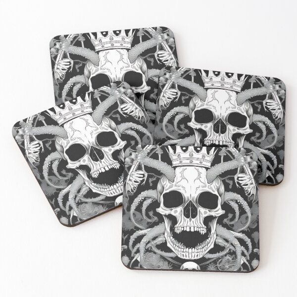 Item preview, Gothic Crowned Demon Skull Kraken Tentacles Engraving designed and sold by DarkOriginArts.