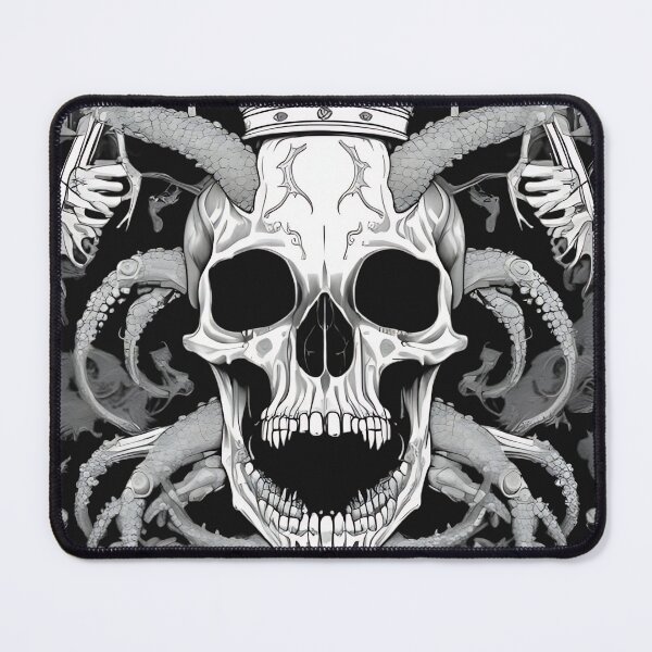 Item preview, Gothic Crowned Demon Skull Kraken Tentacles Engraving designed and sold by DarkOriginArts.