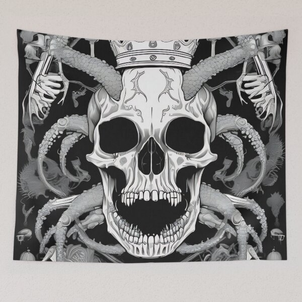 Item preview, Gothic Crowned Demon Skull Kraken Tentacles Engraving designed and sold by DarkOriginArts.