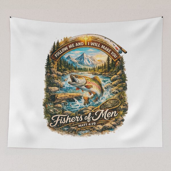Item preview, Fishers of Men Matthew 4:19 Christian Fishing T-Shirt designed and sold by Teetreasure2.