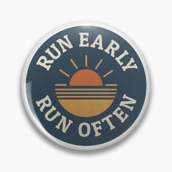 Item preview, Run Early Run Often – Vintage Running Badge Design | Sunrise Runner Art designed and sold by Morning-Miles-Co.