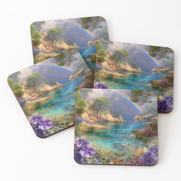 Item preview, Beautiful ocean seascape with rainbow and flowers designed and sold by dcrc.