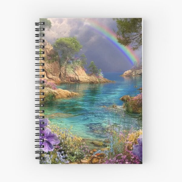 Item preview, Beautiful ocean seascape with rainbow and flowers designed and sold by dcrc.