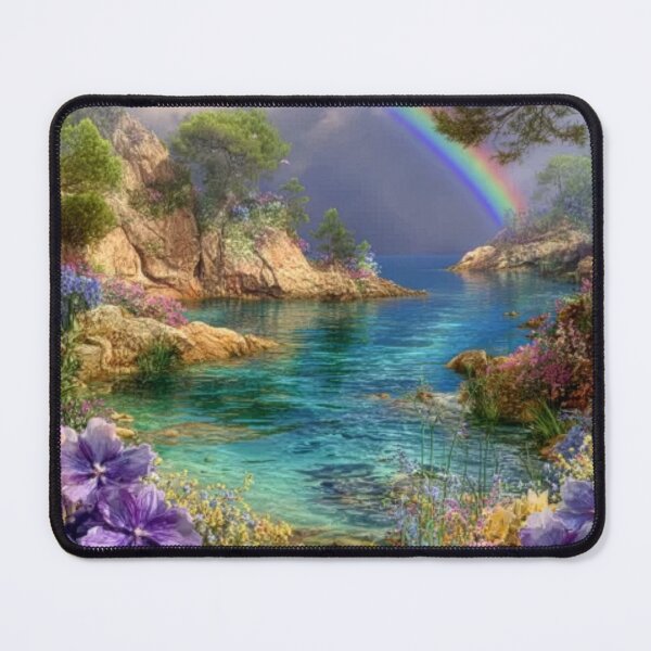 Item preview, Beautiful ocean seascape with rainbow and flowers designed and sold by dcrc.