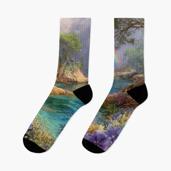 Item preview, Beautiful ocean seascape with rainbow and flowers designed and sold by dcrc.
