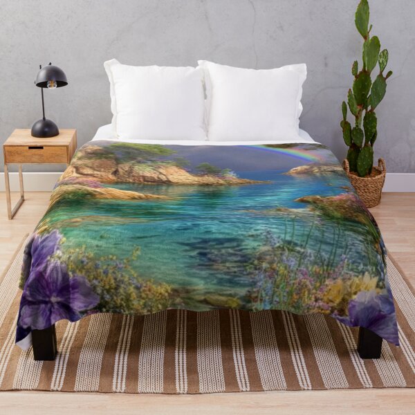 Item preview, Beautiful ocean seascape with rainbow and flowers designed and sold by dcrc.