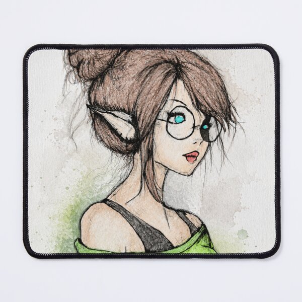 Item preview, Cozy Elf Sketch – Mixmedia Fantasy Girl designed and sold by Lykaon Art.