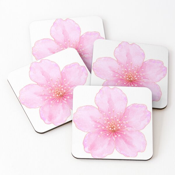 Item preview, Korean Crystal Cherry Blossom Watercolor Gold Line Art designed and sold by lita-lilith.