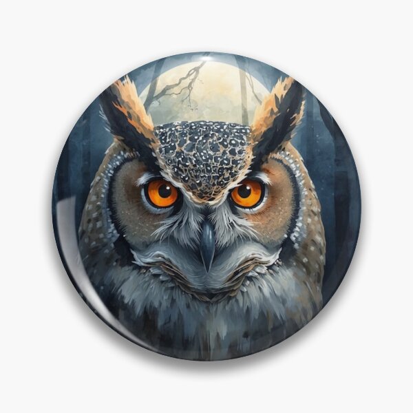 Item preview, Moon Watcher Owl Illustration | Mystical Celestial Watercolor Owl designed and sold by Biedroneczka.