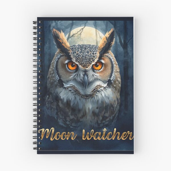 Item preview, Moon Watcher Owl Illustration | Mystical Celestial Watercolor Owl designed and sold by Biedroneczka.