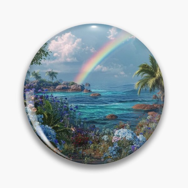 Item preview, Beautiful ocean seascape with rainbow and flowers designed and sold by dcrc.