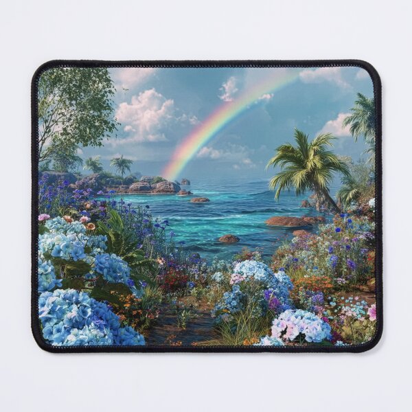 Item preview, Beautiful ocean seascape with rainbow and flowers designed and sold by dcrc.