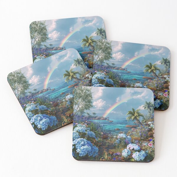 Item preview, Beautiful ocean seascape with rainbow and flowers designed and sold by dcrc.