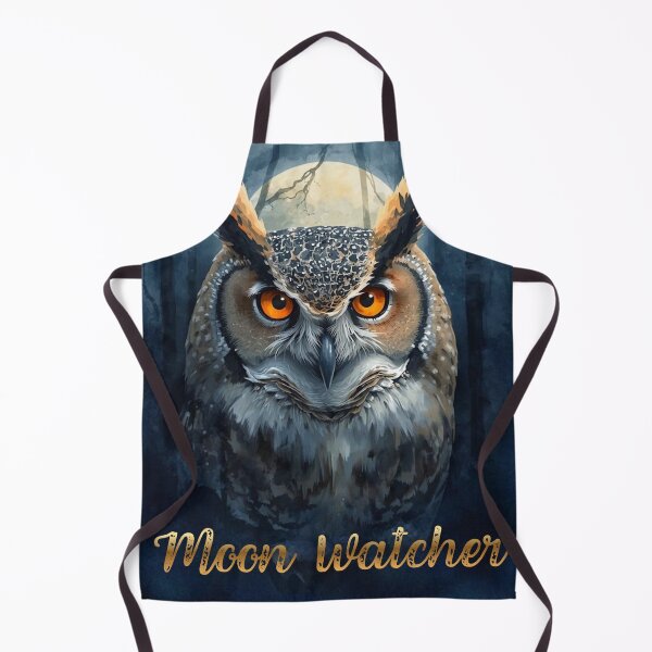 Item preview, Moon Watcher Owl Illustration | Mystical Celestial Watercolor Owl designed and sold by Biedroneczka.