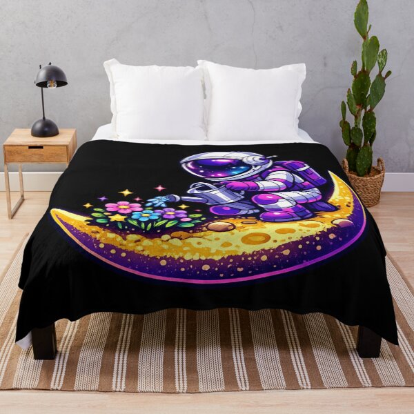 Item preview, Moon Garden — Cute Astronaut Watering Flowers on Crescent Moon | Space Kawaii Art designed and sold by ArtoryWorks.