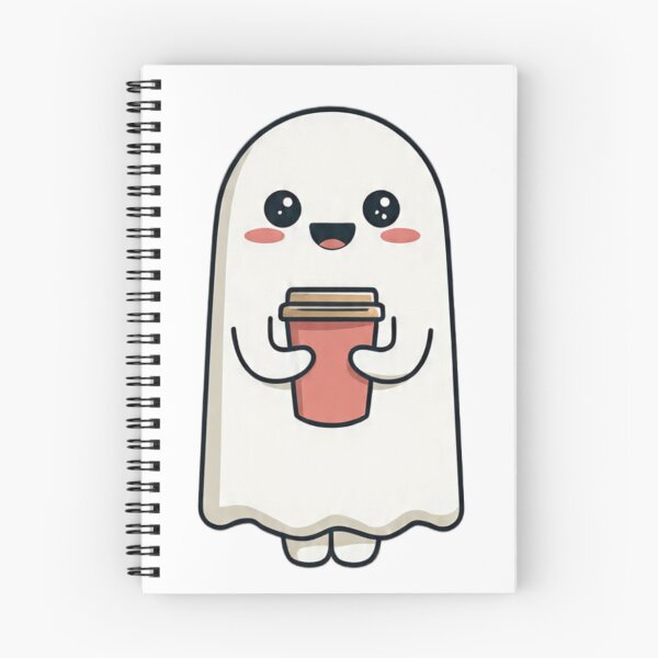 Aperçu de l'œuvre Fantôme mignon tenant un café | Design kawaii pour les amoureux du café créée et vendue par Red66circle.