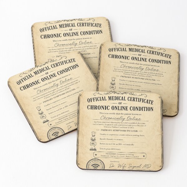 Item preview, Official Chronically Online Medical Certificate – Funny Vintage Diagnosis Art | Internet Humor Gift designed and sold by irfanshikh.