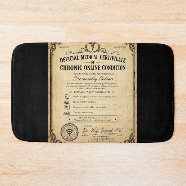 Item preview, Official Chronically Online Medical Certificate – Funny Vintage Diagnosis Art | Internet Humor Gift designed and sold by irfanshikh.