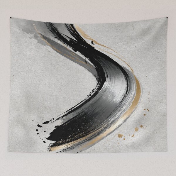 Item preview, Golden Flow | Minimalist Ink Brush Stroke Art designed and sold by SlowRegardArt.