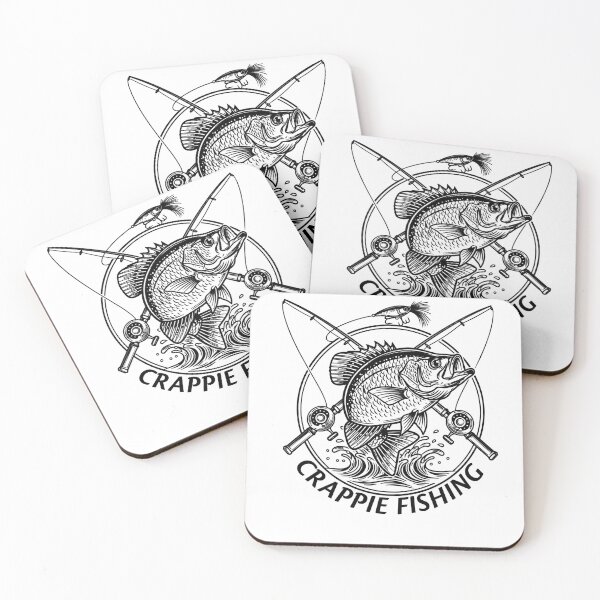 Item preview, Crappie fishing illustration black and white line art. designed and sold by Art-Horizon.