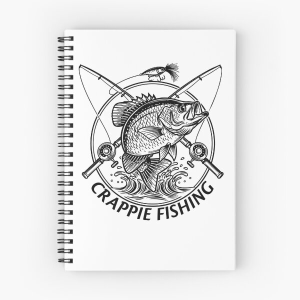 Item preview, Crappie fishing illustration black and white line art. designed and sold by Art-Horizon.