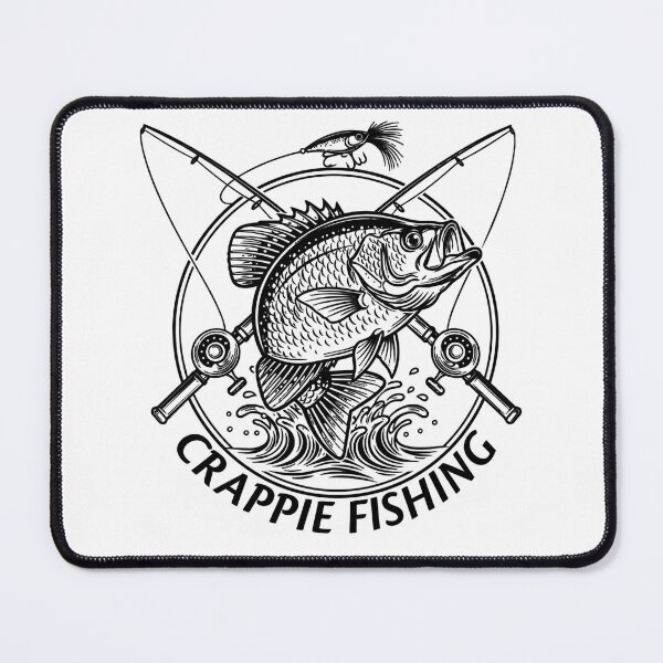 Item preview, Crappie fishing illustration black and white line art. designed and sold by Art-Horizon.
