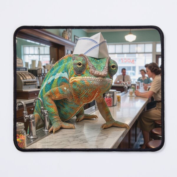 Item preview, Chameleon Soda Jerk Works at a Soda Fountain designed and sold by Tridentulus.