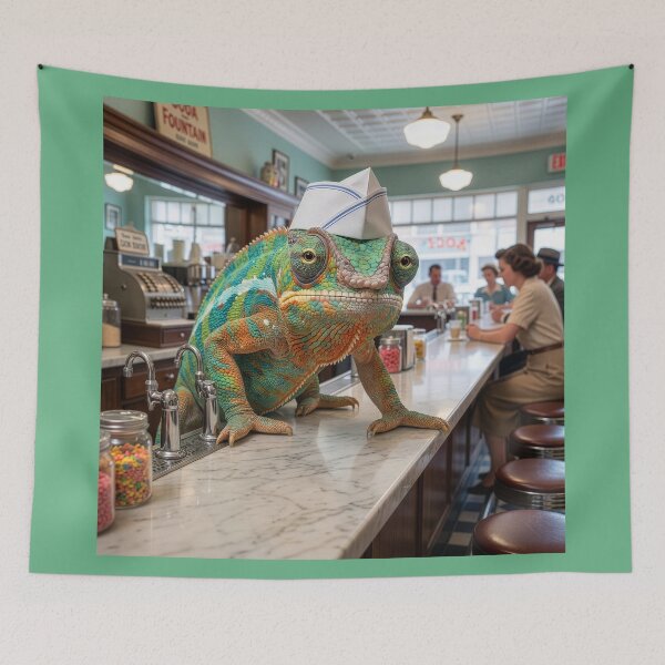Item preview, Chameleon Soda Jerk Works at a Soda Fountain designed and sold by Tridentulus.