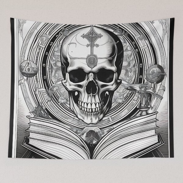 Item preview, Occult Grimoire Skull Esoteric Spellbook Engraving designed and sold by DarkOriginArts.