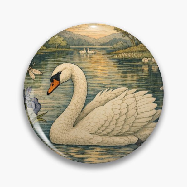 Item preview, Elegant art nouveau white watercolor swan  designed and sold by hollycooper.