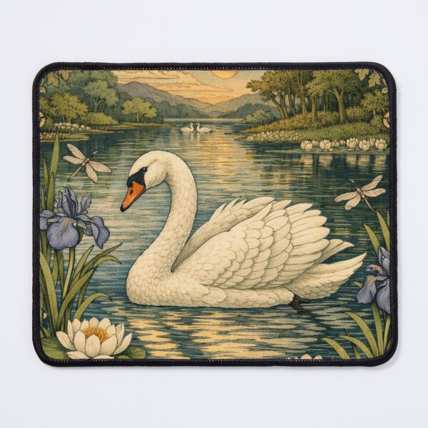 Item preview, Elegant art nouveau white watercolor swan designed and sold by hollycooper.