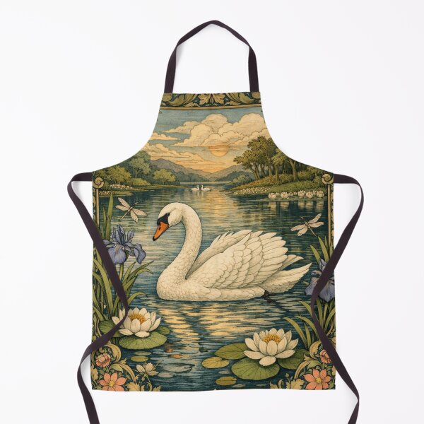 Item preview, Elegant art nouveau white watercolor swan designed and sold by hollycooper.