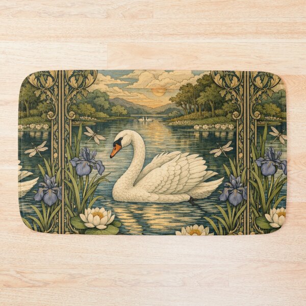 Item preview, Elegant art nouveau white watercolor swan  designed and sold by hollycooper.