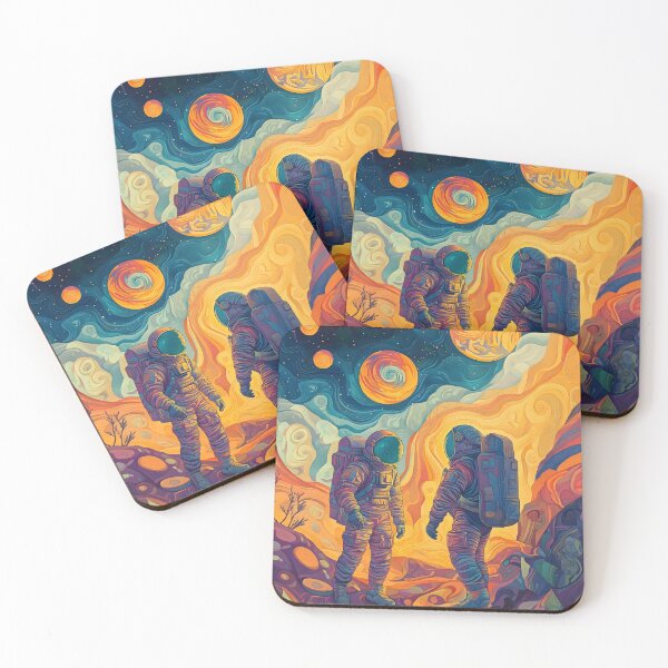Item preview, Psychedelic Astronauts Exploring Abstract Cosmic Planet designed and sold by LuminousFoundry.