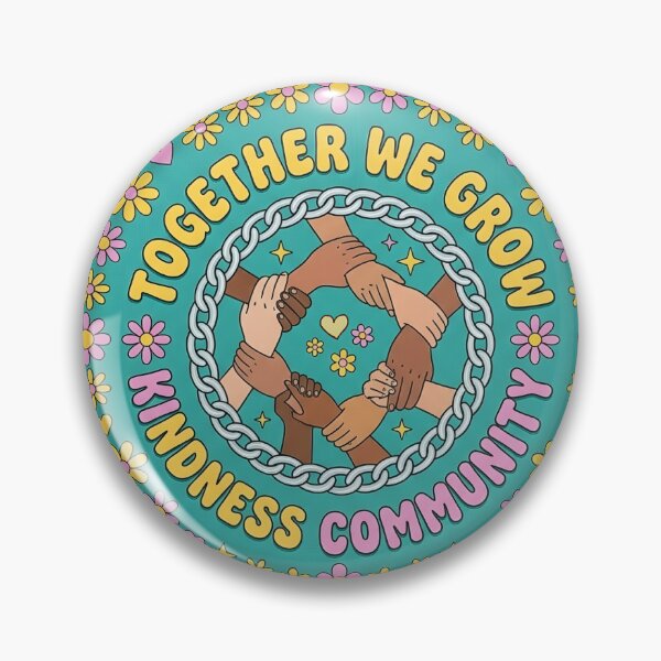 Artikelvorschau, Gemeinsam wachsen wir – Freundlichkeit – Community-Retro-Aufkleber entworfen und verkauft von aashcreat.