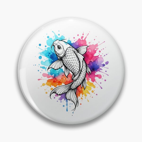 Item preview, Sketch fish with Watercolor Ink Splashes designed and sold by MolinezjArt.