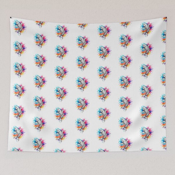 Item preview, Sketch fish with Watercolor Ink Splashes designed and sold by MolinezjArt.