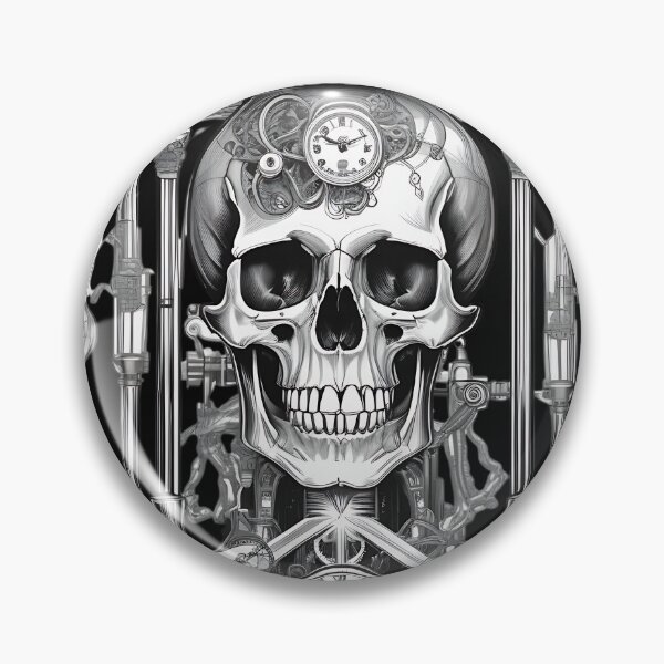 Item preview, Steampunk Clockwork Skull Vintage Laboratory Engraving designed and sold by DarkOriginArts.