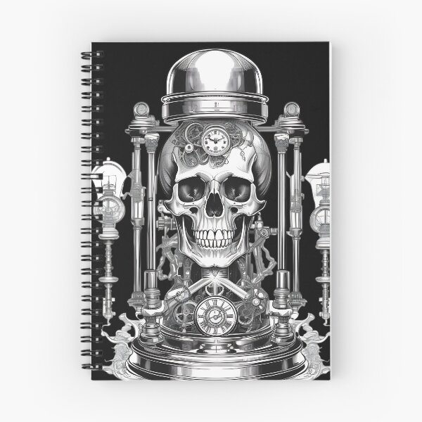 Item preview, Steampunk Clockwork Skull Vintage Laboratory Engraving designed and sold by DarkOriginArts.